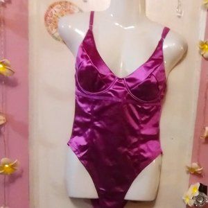 Regal Purple (L) Satin Teddy Lingerie Bodysuit - NWOT